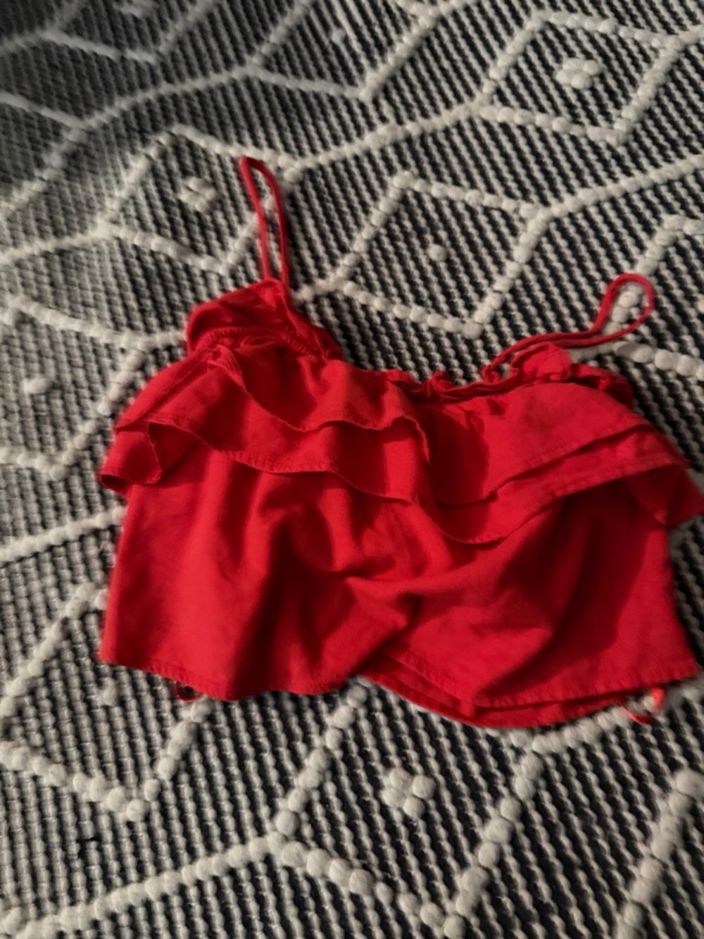 Red Ruffle Spaghetti Strap Crop Top
